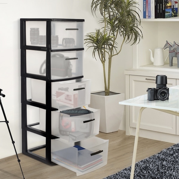 Plastics storage drawers top