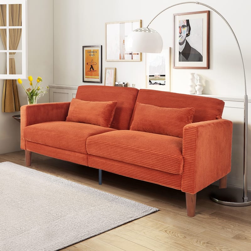 74 INCH Corduroy Sofa, Comfy Sofa Couch Extra Deep Seats, Corduroy Couch Mid-Century Modern Couch 3 Seater Sofa Loveseat