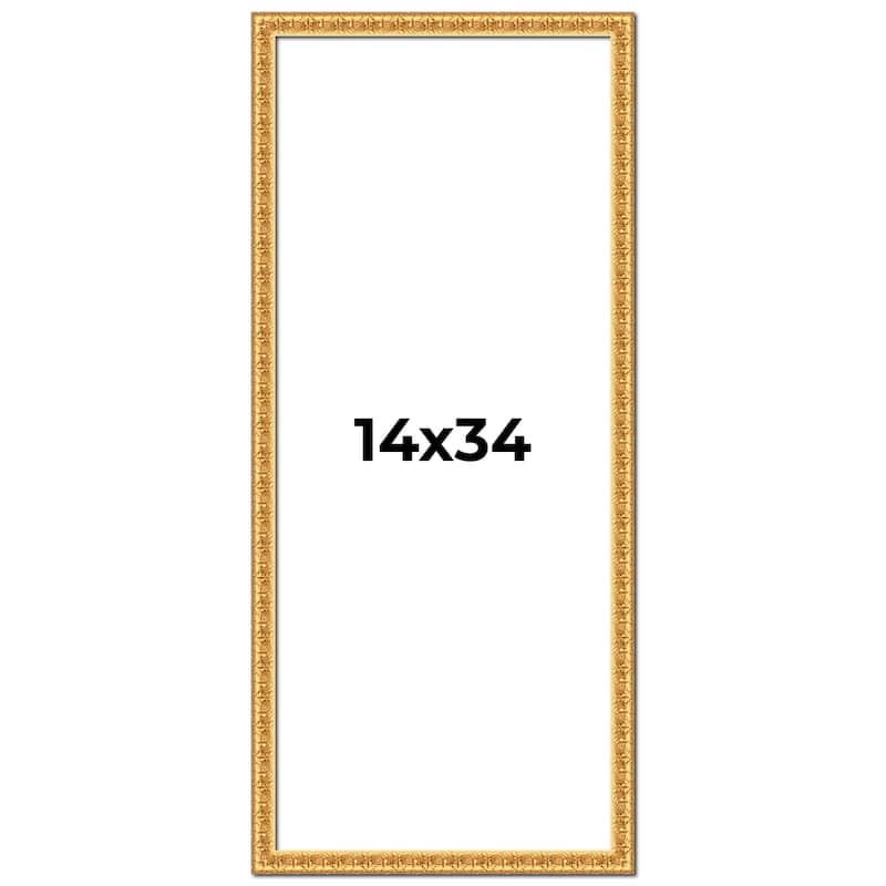 14x34 Frame Gold Real Wood Picture Frame Width 1 inches | Interior