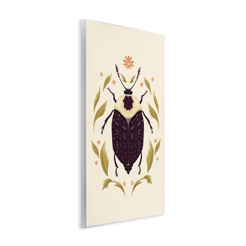 Stupell Black Beetle with Leaves Wall Plaque Art Design By Hannah Moren