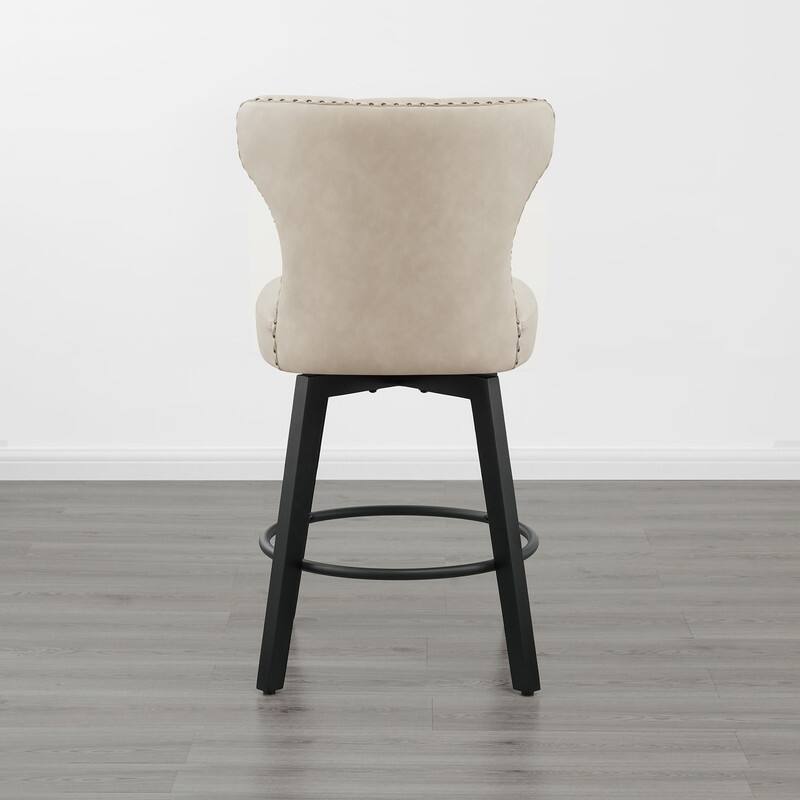 Logan Swivel Bar Stools Tufted Wingback with Nail Head