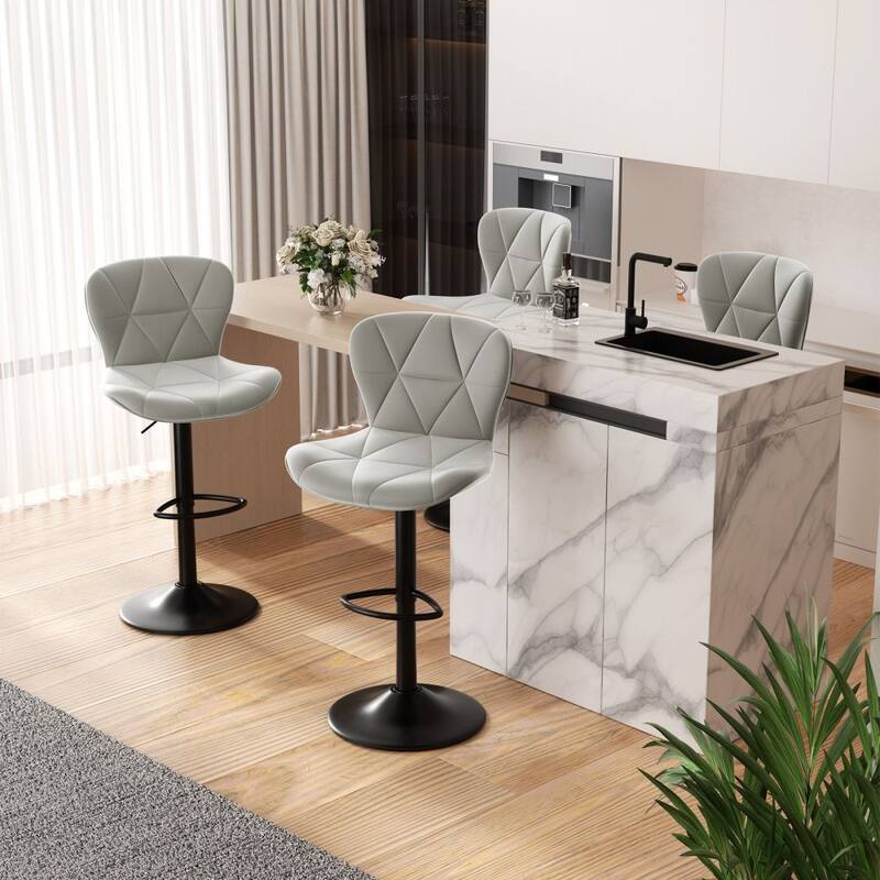 Set of 2 Faux Leather Counter Height Bar Stools