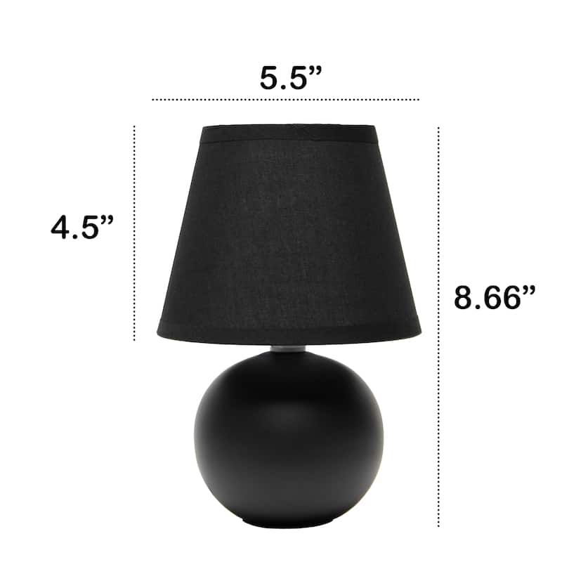 8.66" Petite Orb Lamp Two Pack Set w Matching Fabric Shade