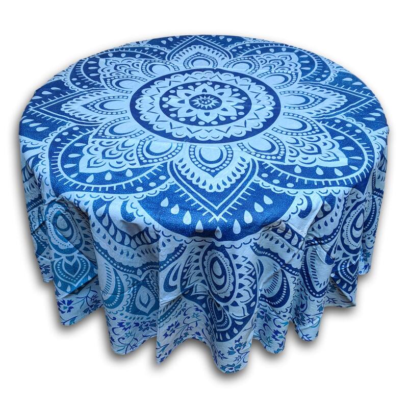Cotton Floral Heart Medallion Tablecloth Round - 81 inches