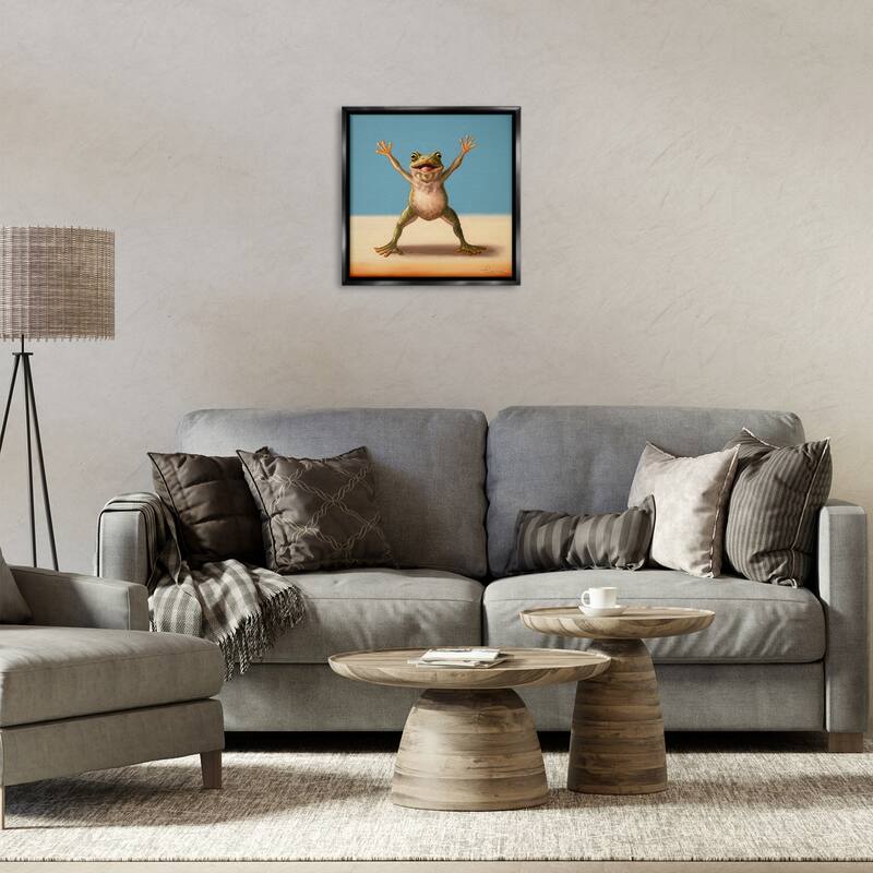 Stupell Motivational Exercise Frog Framed Floater Canvas Wall Art Design By Lucia Heffernan