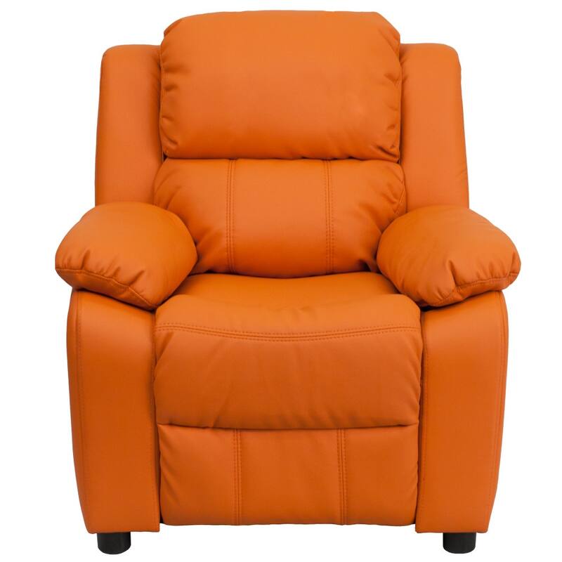 Deluxe Padded Contemporary Kids Recliner with Storage Arms