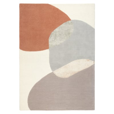 TOWN & COUNTRY LUXE Olso Abstract Colorblock Handcrafted Area Rug 9'X12' Beige/Rust/Grey