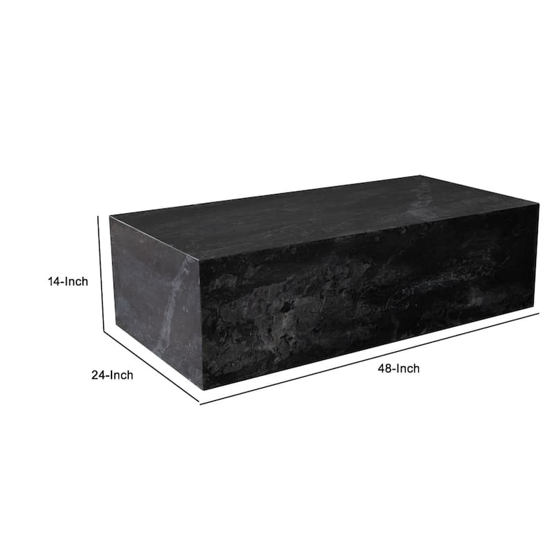 Rey Cocktail Coffee Table, 48 Inch Rectangular Natural Black Marble Body