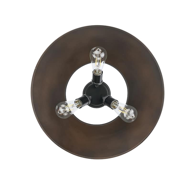 Yep by Golden Lighting Orwell 3-light Flush Mount in Matte Black and Rubbed Bronze shade