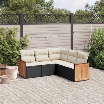 vidaXL Patio Sofa Set with Cushions Outdoor Conversation Furniture Poly Rattan