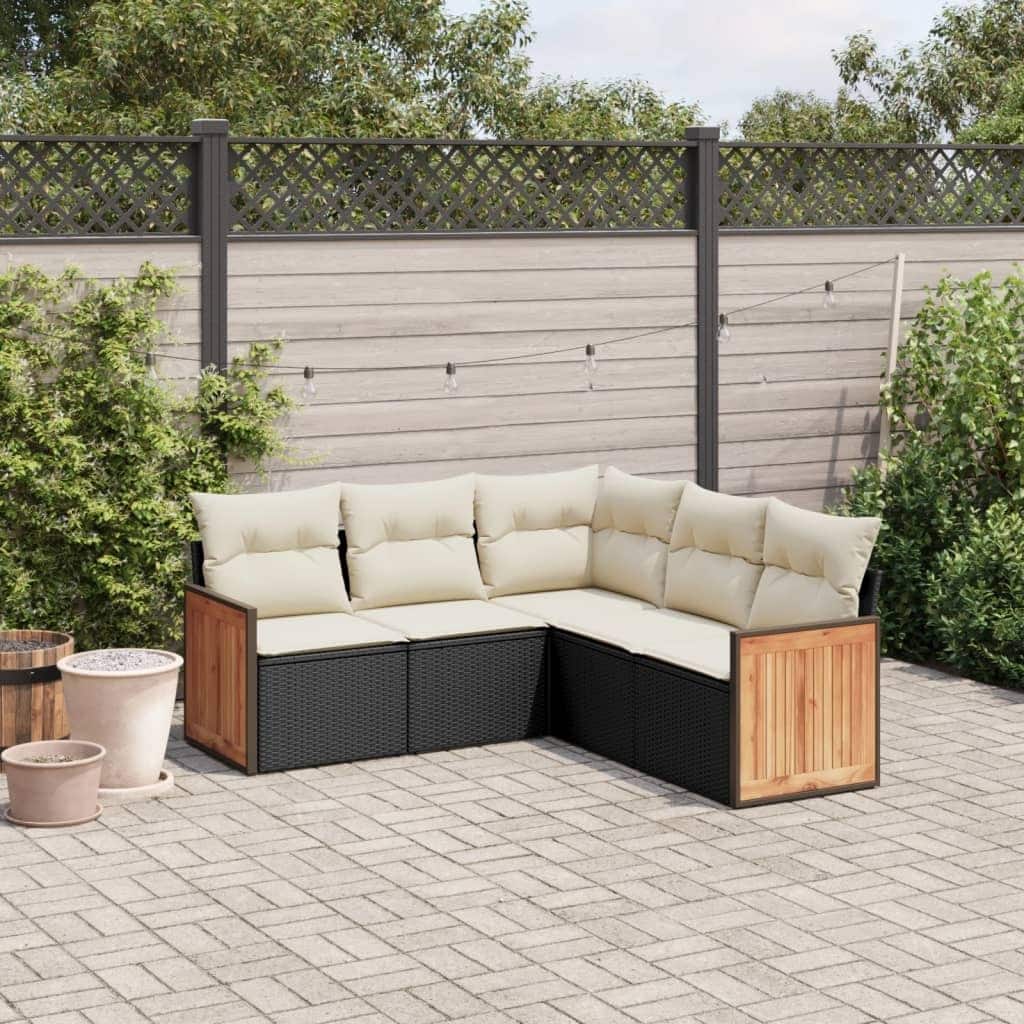 vidaXL Patio Sofa Set with Cushions Outdoor Conversation Furniture Poly Rattan
