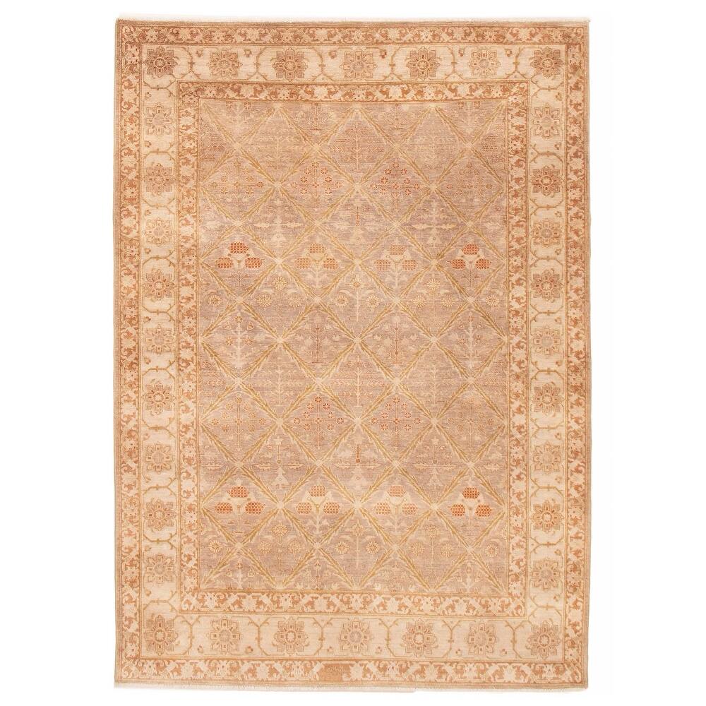 ECARPETGALLERY Hand-knotted Chobi Finest Taupe Wool Rug - 6'1 x 8'7