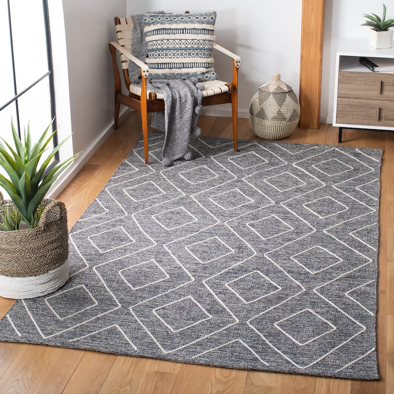 SAFAVIEH Handmade Striped Kilim Chaka Modern Cotton Rug - 3' x 5' - Dark Grey
