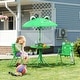preview thumbnail 1 of 19, Outsunny Kids Folding Picnic Table and Chair Set Frog Pattern - 19.75" L x 19.75" W x 18" H 19.75" L x 19.75" W x 18" H - Green