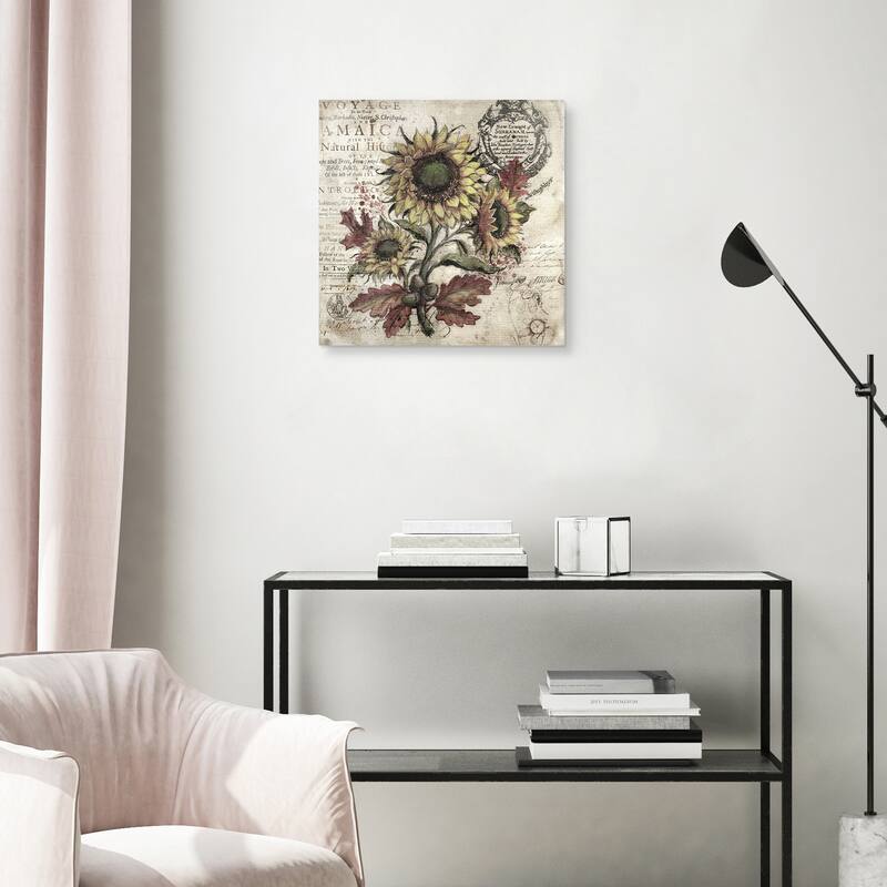 Olde Sunflower Ivory by Geoff Allen Canvas Art Print