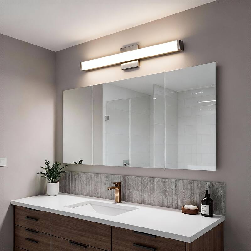 Modern Integrated LED Vanity Light Bar - 6 Variants (24in/30in, Matte Black/Brushed Nickel/Gold), 3000K, Damp Rated for Bathroom