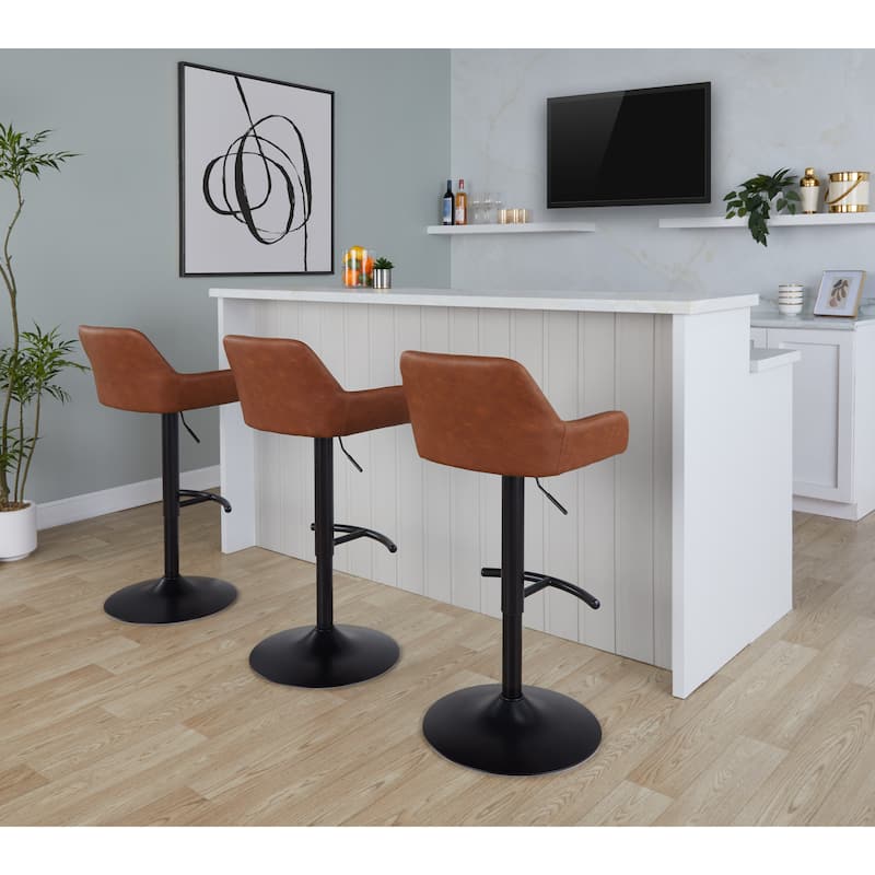 Silver Orchid Galotti Adjustable Bar Stool with Rounded T Footrest (Set of 2)