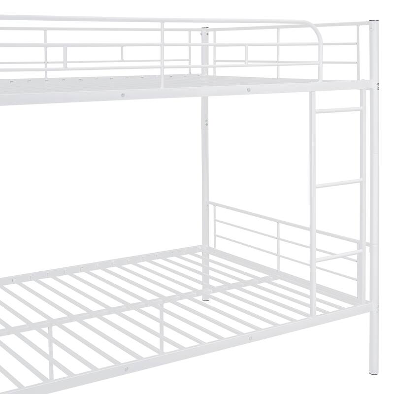 Full Over Full Metal Bunk Bed with Chrome Finish - Sturdy Iron Frame, Space-Saving Design for Kids & Teens