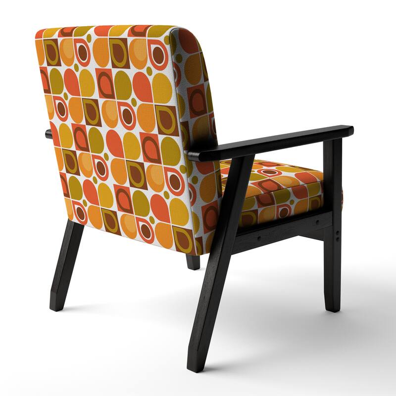 Designart "Abstract Retro Geometric Pattern VI" Upholstered Mid-Century Accent Chair - Arm Chair