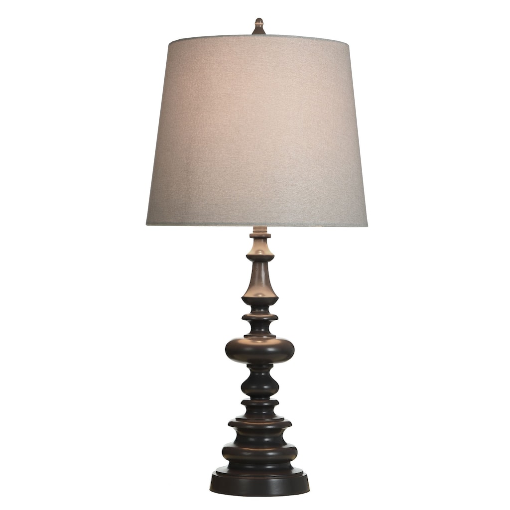 StyleCraft Poly Table Lamp - Dark Gray Finish - Off-White Linen Shade