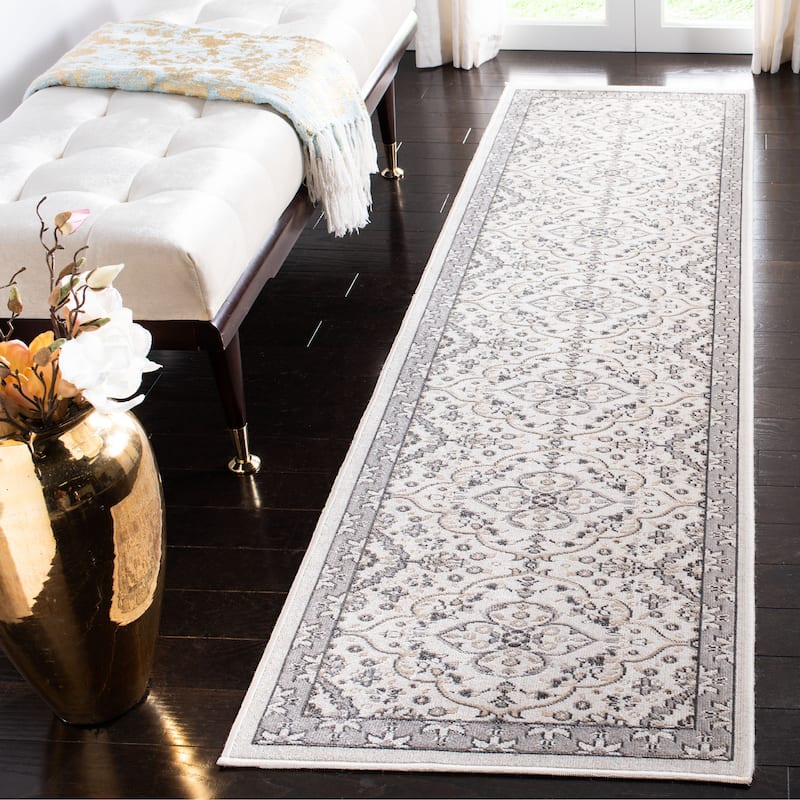 SAFAVIEH Montage Engeliene Indoor/ Outdoor Waterproof Patio Backyard Rug - 2'3" x 8' Runner - Ivory/Grey