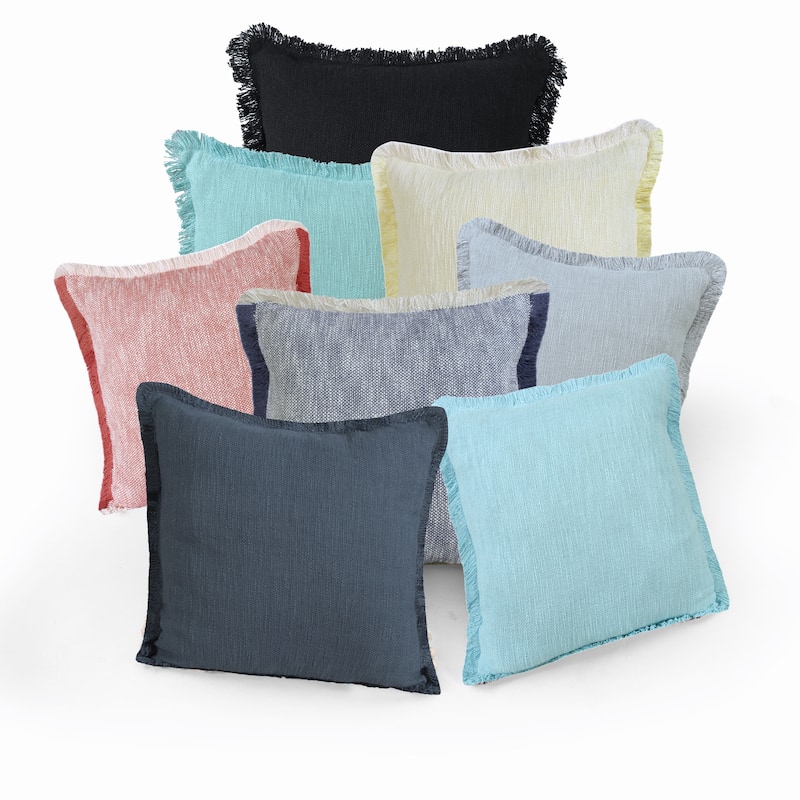 Sevita Solid Cotton Fringe Throw Pillow