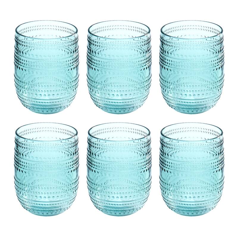 Beaded Stemless , Sea Green, 15 oz, Set of 6