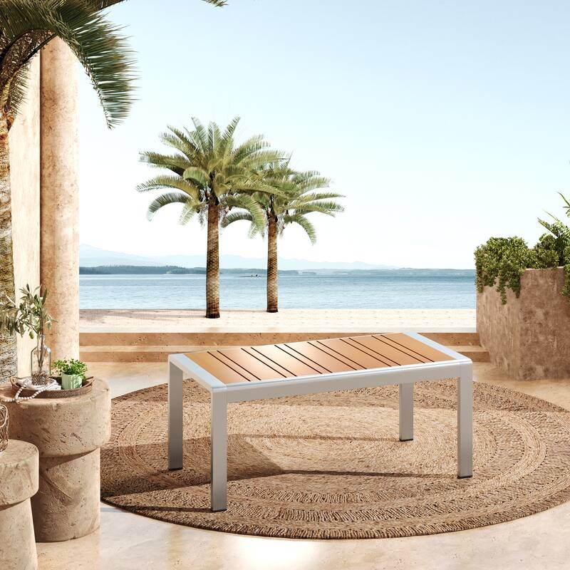 Christopher Knight Home - Everett Outdoor Aluminum Coffee Table with Rust-Resistant Frame - Natural