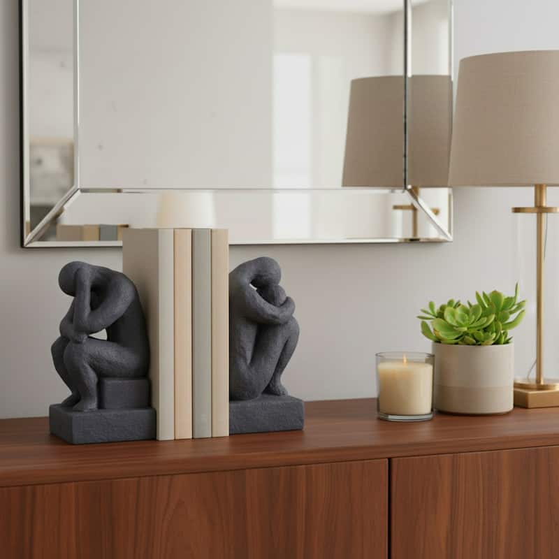 Decorative Abstract Human Figurine Bookends - Set of 2, 7"