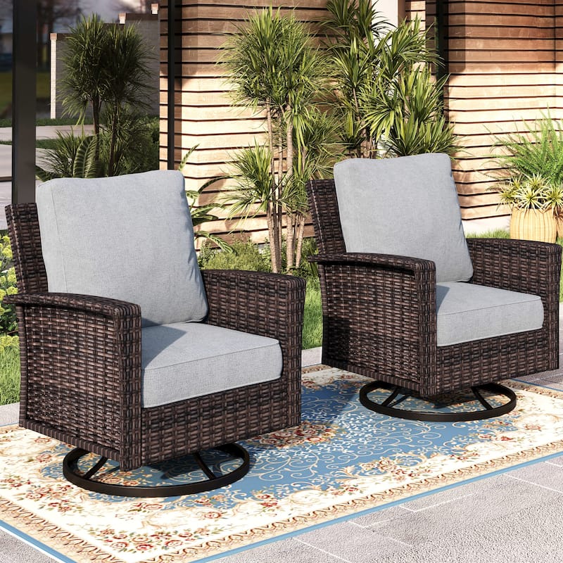 MAISON ARTS Extra-Large Patio Wicker Sofa Conversation Set with Coffee Table, Oversize Seat with 5.5'' Thick Padded Cushion