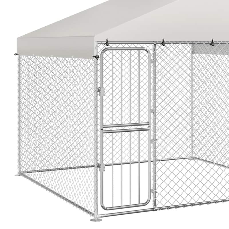 Moasis Large Outdoor Dog Kennel Heavy Duty Dog Cage Enclosure with Waterproof Roof