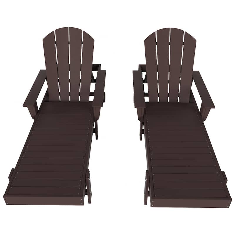 Polytrends Altura Poly Eco-Friendly All Weather Reclining Chaise Lounge with Arms (Set of 2)