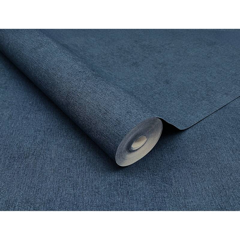 A-Street Prints Cullen Navy Faux Linen Wallpaper
