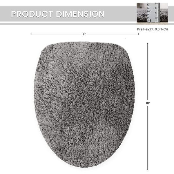 dimension image slide 8 of 17, Home Weavers Waterford Collection Cotton Toilet Lid Rug | Elastic Fit | Fit Most Standard Toilet Lid | 18"x18"