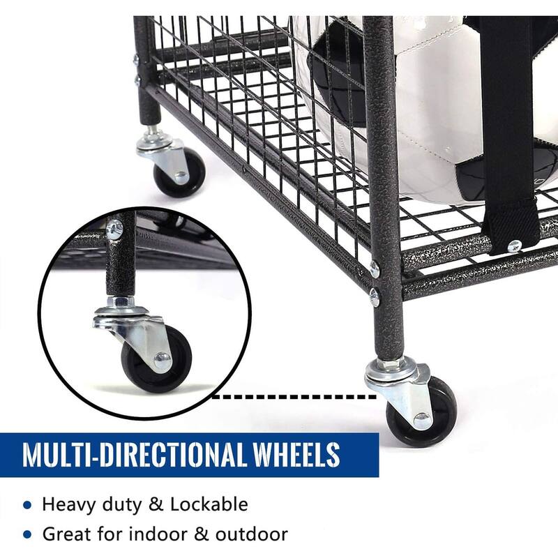 Rolling Sports Ball Storage Cart,2 Pack,Black