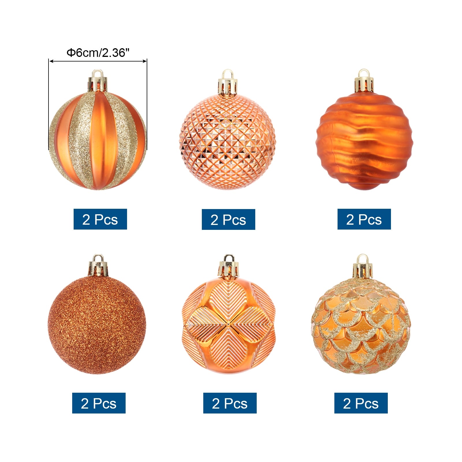 Christmas Ball Ornaments Glitter Xmas Balls Hanging Balls - 2.4 Inch