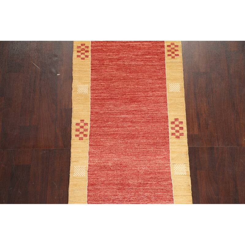 Geometric Gabbeh Kashkoli Oriental Runner Rug Wool Hand-knotted Carpet - 2'8" x 8'8"