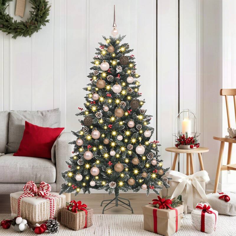vidaXL Artificial Christmas Tree Green 59.1" PVC - Brown