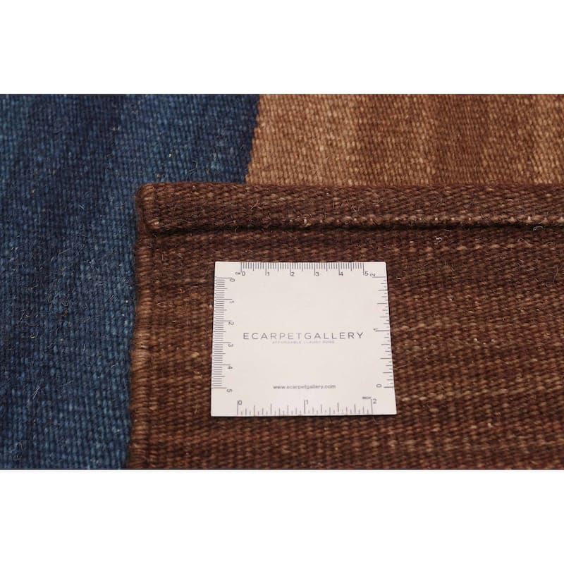 ECARPETGALLERY Flat-Weave Boho Brown Wool Kilim - 12'0 x 15'0