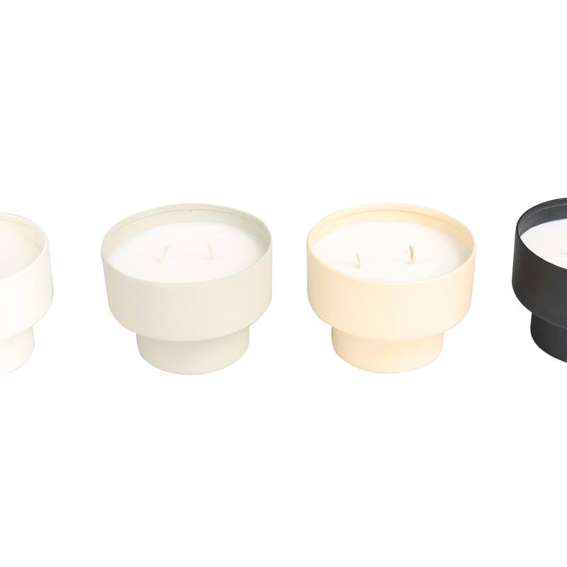 Egyptian Mint, Mediterranean Fig, Sauvignon Blanc, and Vanilla Scented 15oz 2 Wick Candle with Neutral Container Bowls(Set of 4)