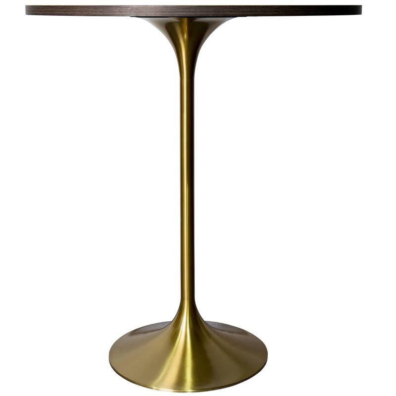 LeisureMod Verve 27" Round Dining Table with MDF Wood TableTop and Brushed Gold Base for Kitchen & Dining Room