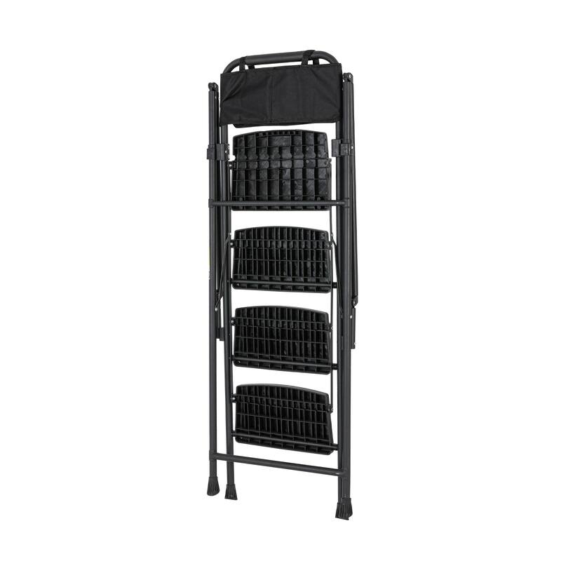 Black 4-Step Folding Step Stool Ladder Removable Tool Bag