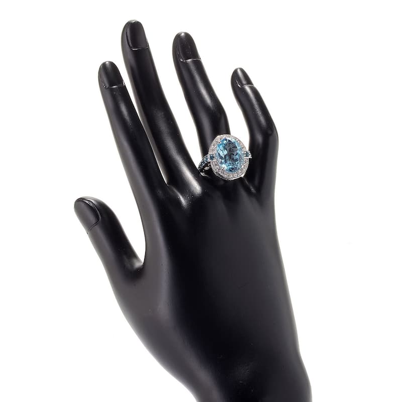 Sterling Silver Swiss Blue Topaz & White Topaz Ring