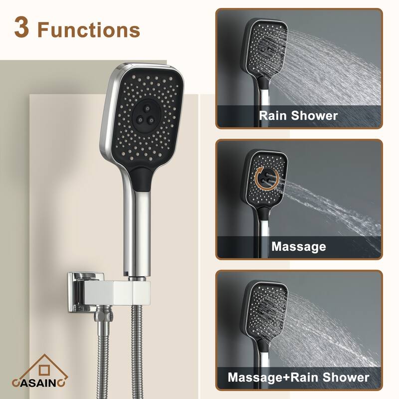 Celling 12 Inch Rainfall Shower Head 3 Function Thermostatic Shower System