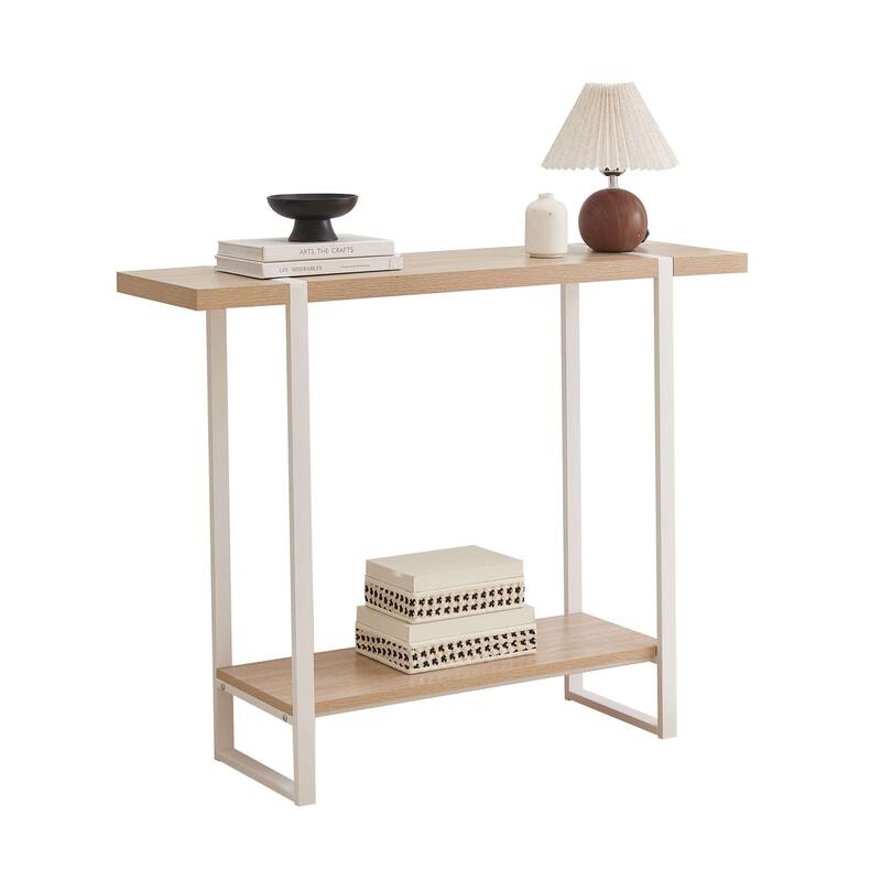 Harley Collection Wood Metal 40" Modern Console Table with Shelf