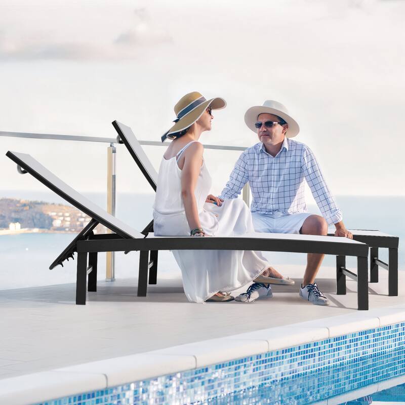 VredHom Aluminum Adjustable Outdoor Chaise Lounge Chair - 60.4 in L * 24.6 in W * 16.1/40.8 in H