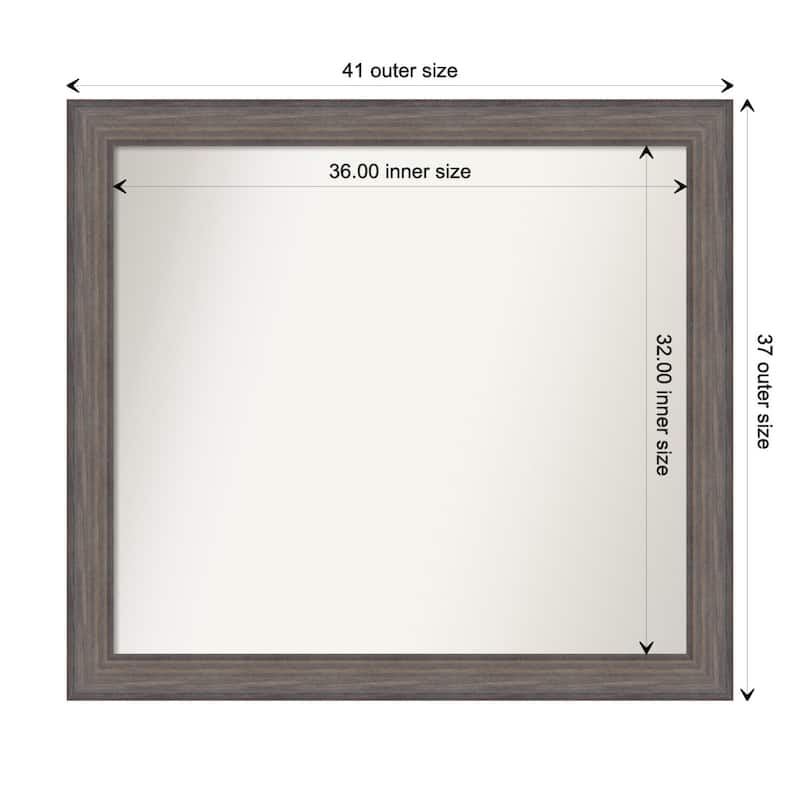 Country Barnwood Framed Non-Beveled Custom Wall Mirror, Bathroom Vanity Mirror - Outer Size: 41.25 x 37.25