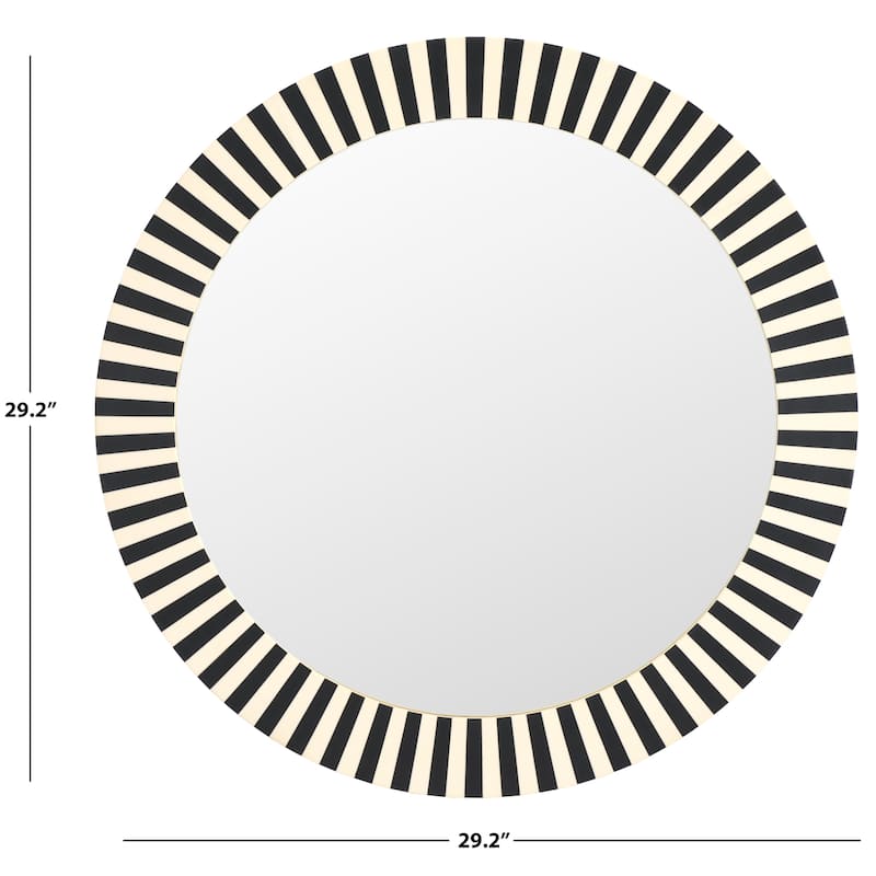SAFAVIEH Home Charli 29.2-inch Round Black/Ivory Resin/MDF Mirror - 29.2"W x 0.75"D x 29.2"H