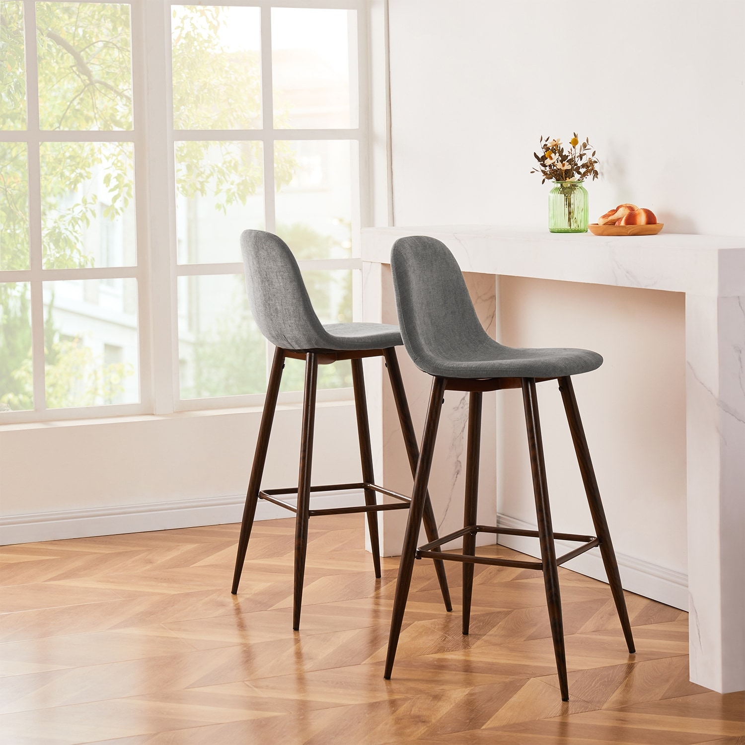 Walnut counter stool with back outlet