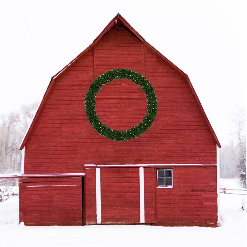 Pre-Lit Giant Commercial Pine Wreath - 12' - LED C9 Warm White Lights